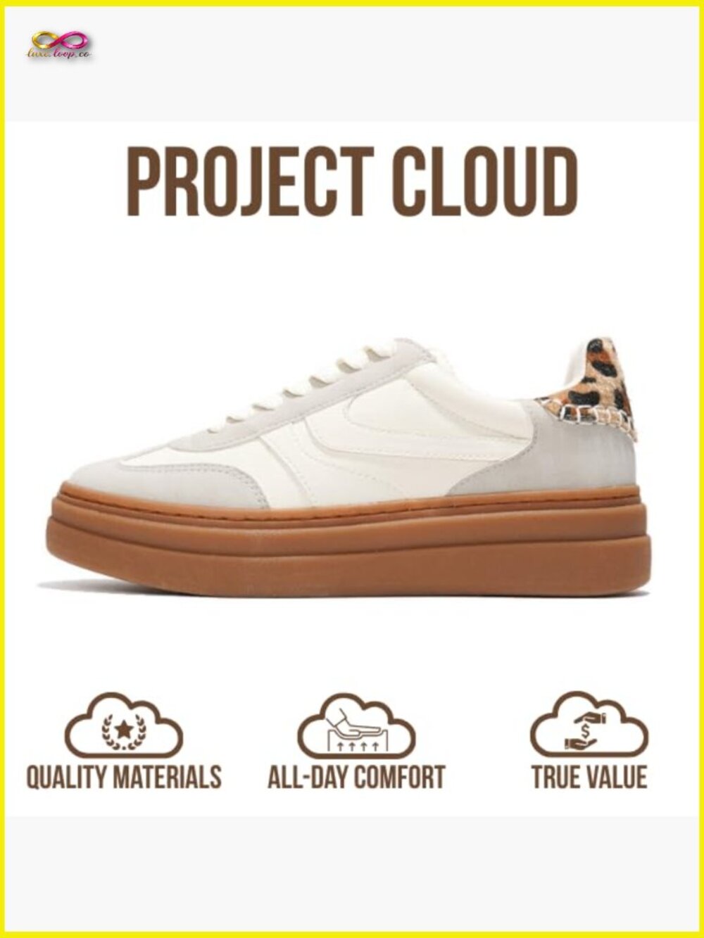 Platform Sneakers with Memory Foam Insole Lightweight Non-Slip Fashion Lace Up - Picture 4 of 7